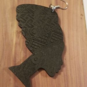 5 for $25. African women wooden earrings